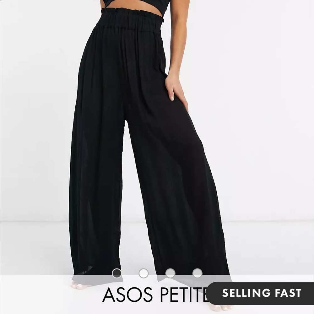 ASOS Petite Wide Leg Crinkle Beach Pants